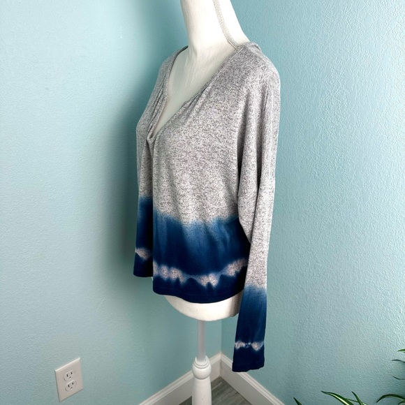 Roxy Sweatshirt Sm Staying True Sweatshirt Gray Blue Stretchy Dip-Dyed - Picture 5 of 13